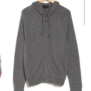 Vince cashmere wool blend full zip heather grey hoodie